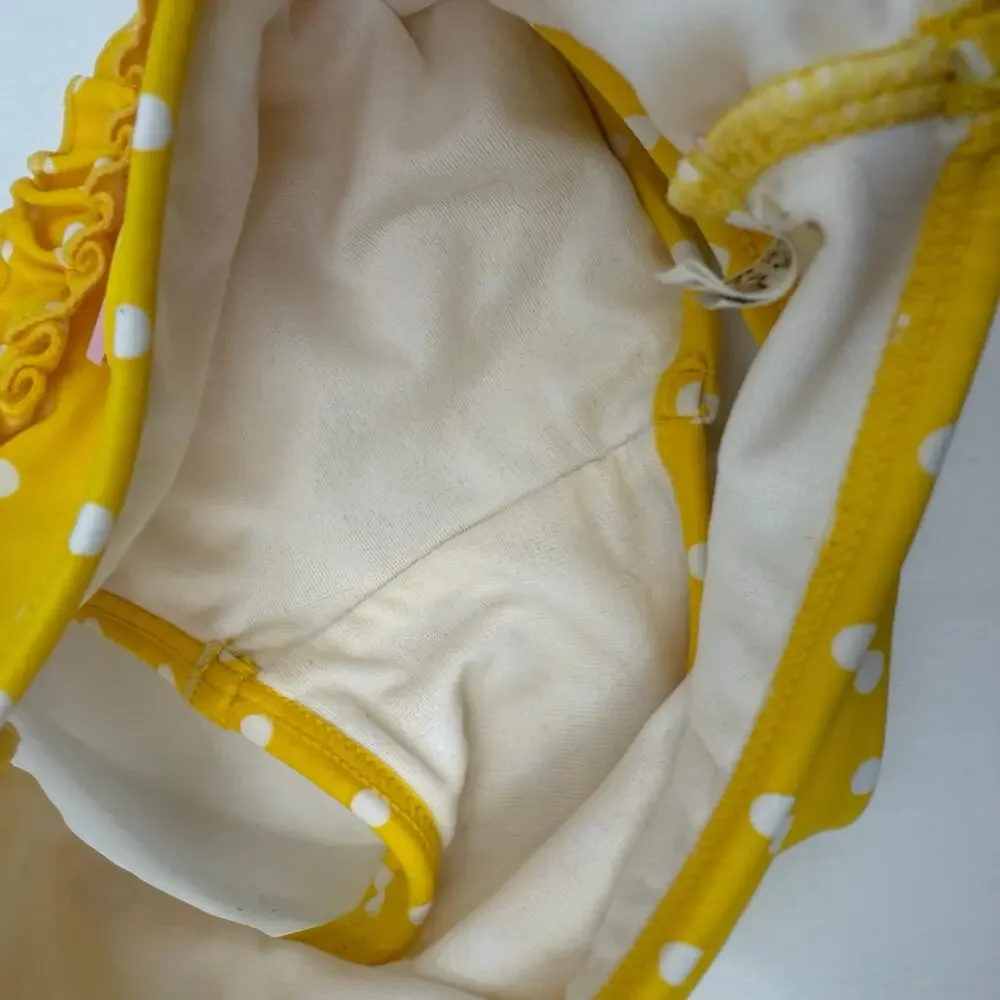 Ruffle Butts Bikini Bottoms Size 6-12 Months Baby Girl Yellow Polka Dot Swim